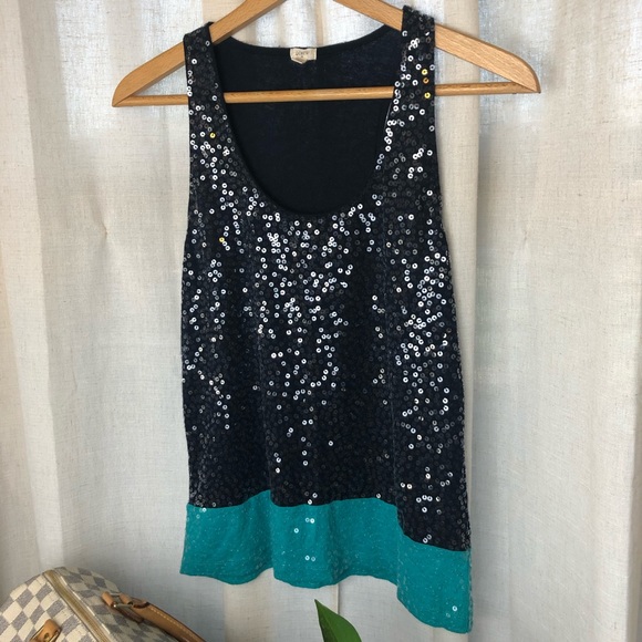 ⭕️Sold⭕️J. Crew Scattered Sequin Colorblock Tank - Picture 3 of 3